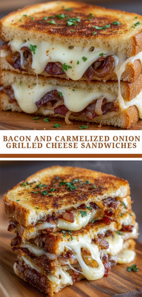 Bacon and Caramelized Onion Grilled Cheese Sandwiches
