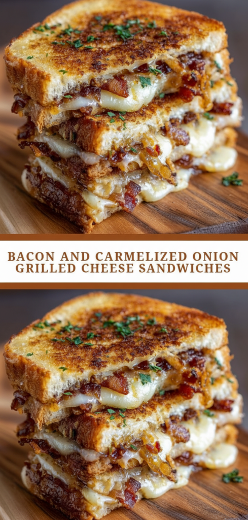 Bacon and Caramelized Onion Grilled Cheese Sandwiches