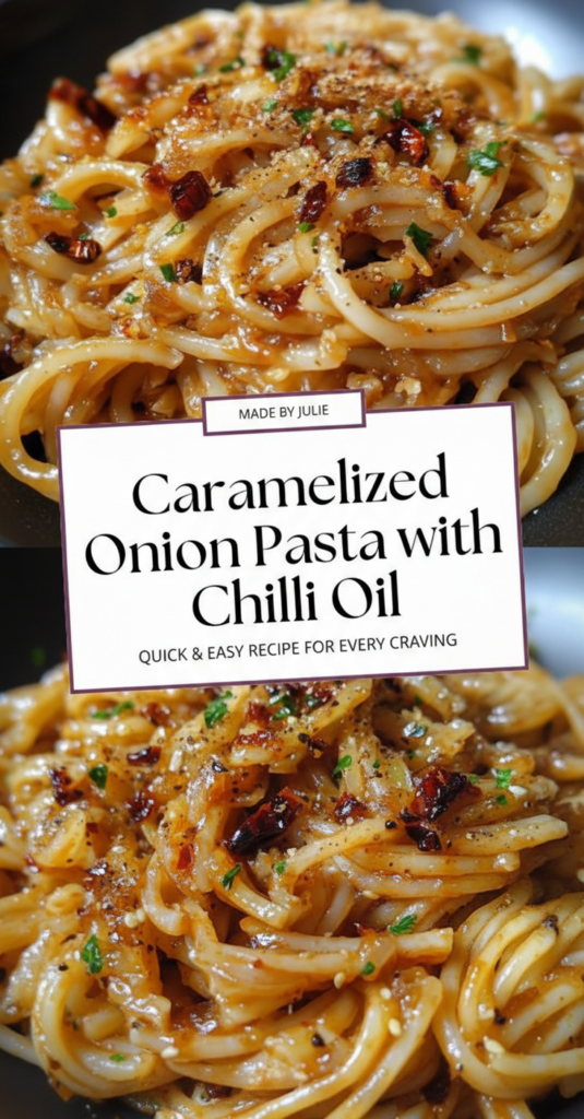 Caramelized Onion Pasta with Chili Oil