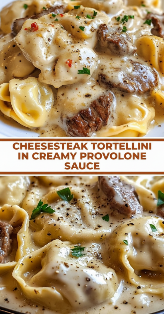 Cheesesteak Tortellini in Creamy Provolone Sauce